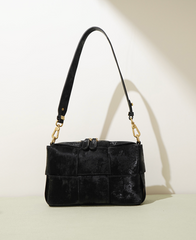 metallic patchwork shoulder bag with gold hardware – STELLA
