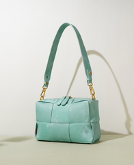 metallic patchwork shoulder bag with gold hardware – STELLA