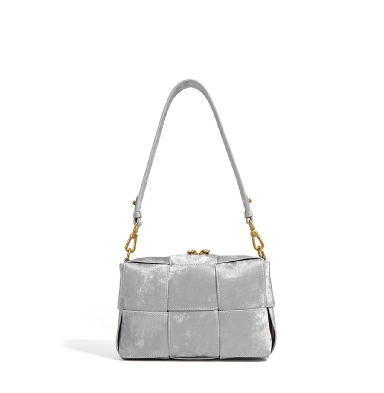 metallic patchwork shoulder bag with gold hardware – STELLA