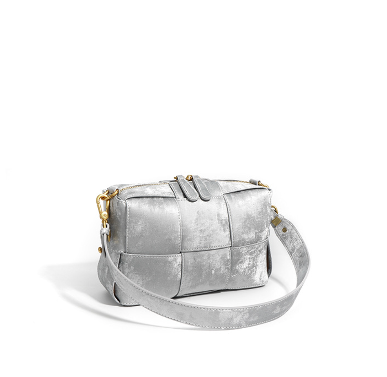 metallic patchwork shoulder bag with gold hardware – STELLA