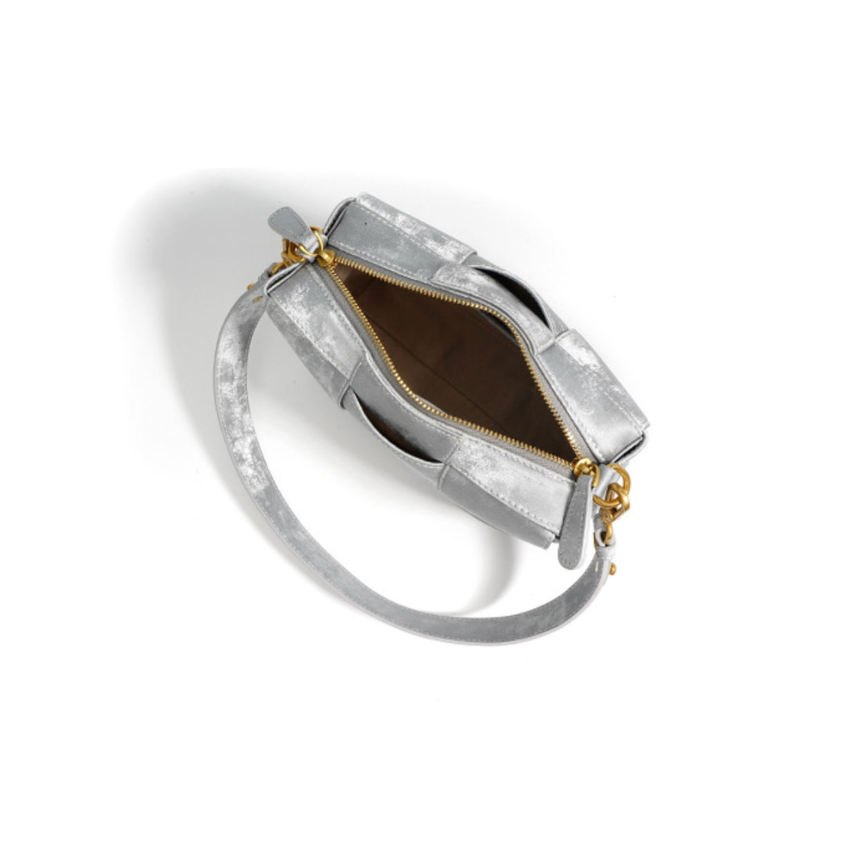 metallic patchwork shoulder bag with gold hardware – STELLA