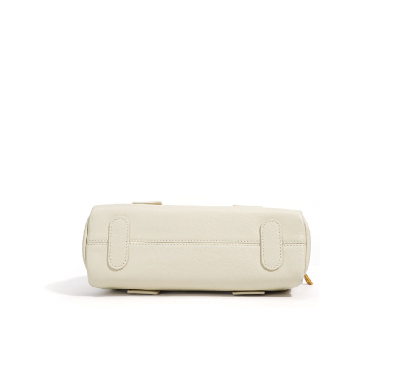 structured mini barrel bag in polished black – VERN