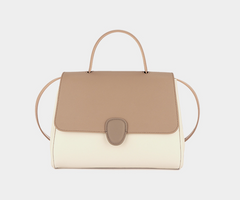 two-tone flap handbag with top handle – CLAIRE