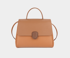 two-tone flap handbag with top handle – CLAIRE