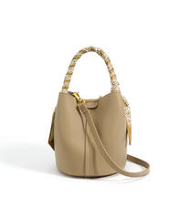 mini bucket bag with printed scarf handle – SANDY