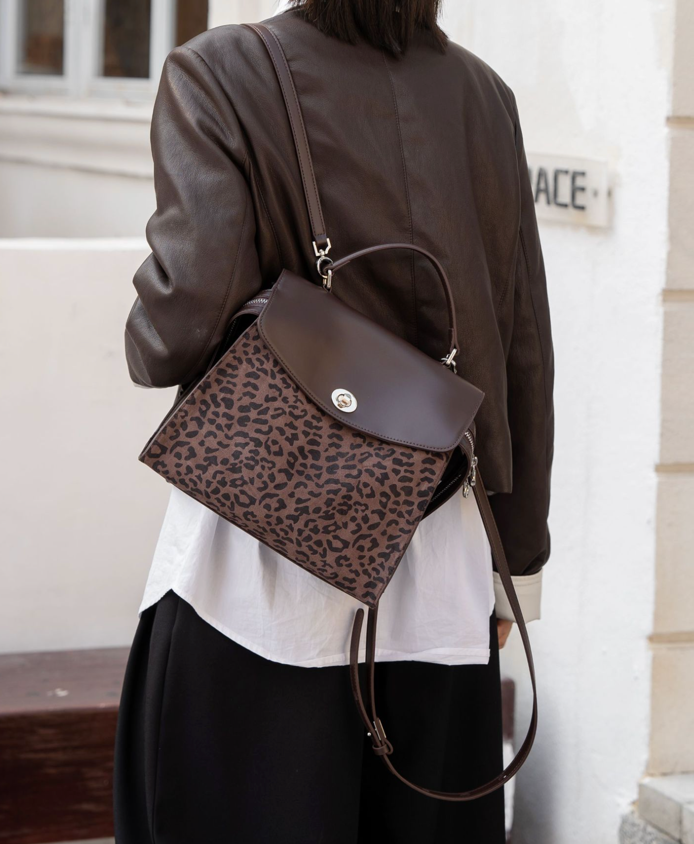 leopard-print structured backpack with flap – SAVAGE