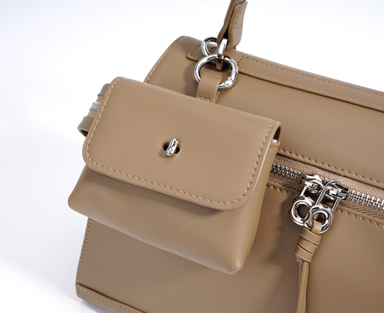 structured top-handle bag with mini pouch – SANDRA