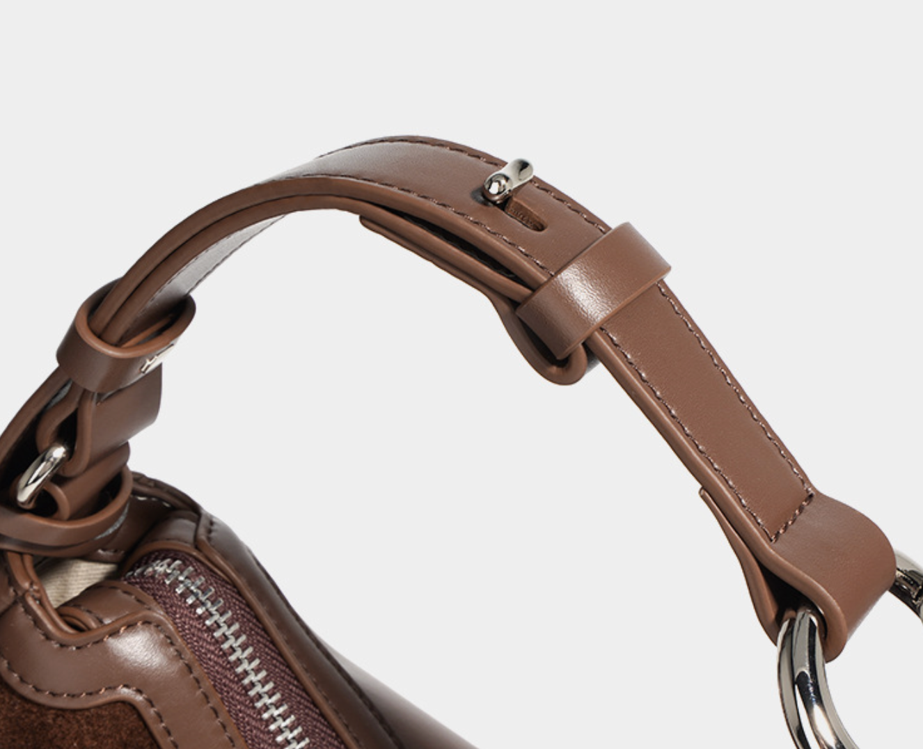 crescent suede shoulder bag with leather trim – SIENNA