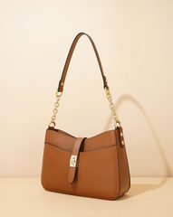 shoulder bag with gold chain strap – IVORY