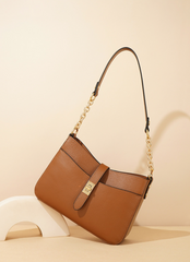 shoulder bag with gold chain strap – IVORY