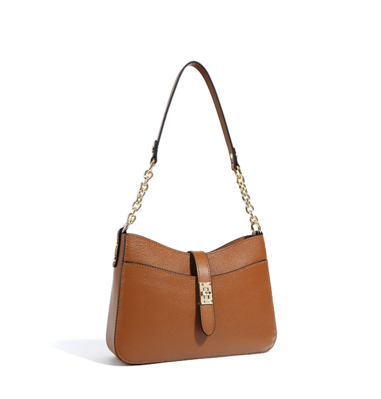 shoulder bag with gold chain strap – IVORY