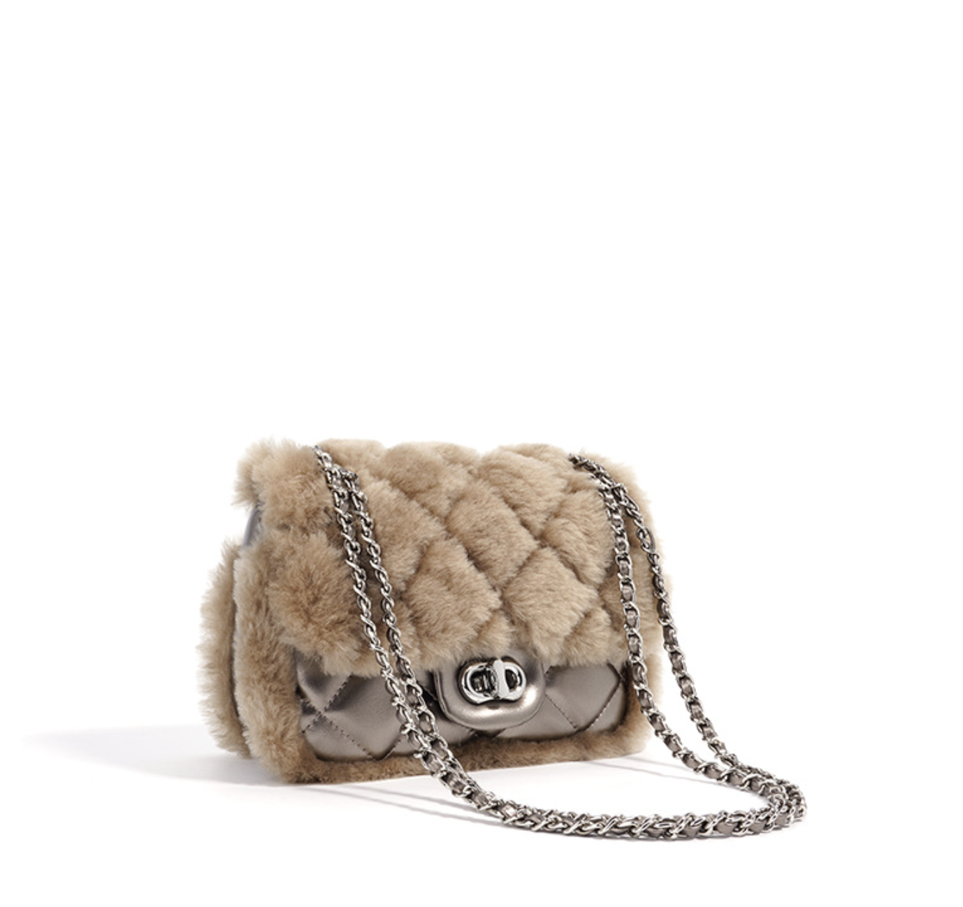 quilted faux fur crossbody bag – COCI