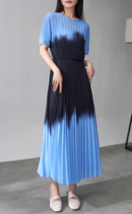 short-sleeve ombré pleated midi dress – LAGOON