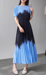 short-sleeve ombré pleated midi dress – LAGOON