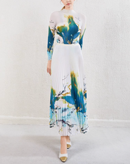 pleated midi skirt with watercolor floral print – SERENL