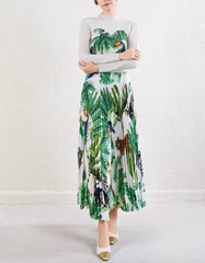 pleated midi skirt with tropical jungle print – TULUM