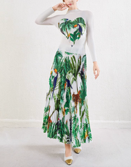 pleated midi skirt with tropical jungle print – TULUM