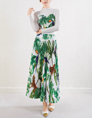 pleated midi skirt with tropical jungle print – TULUM