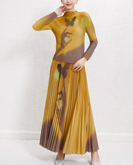 pleated midi skirt with hand and butterfly motif – AURS