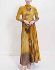 pleated midi skirt with hand and butterfly motif – AURS