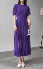 short-sleeve pleated midi dress – VIOLET