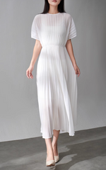 short-sleeve pleated midi dress – VIOLET