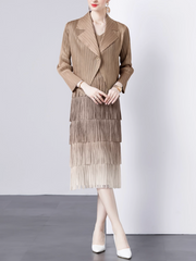 pleated blazer with tiered fringe midi skirt – LAVINA