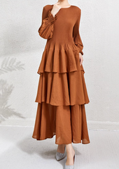 tiered maxi dress with pleated bishop sleeves – SIENNA