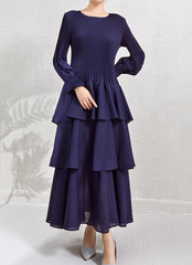 tiered maxi dress with pleated bishop sleeves – SIENNA