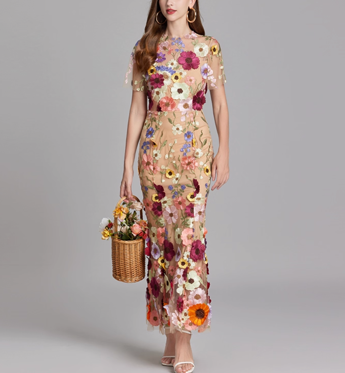 floral embroidered tulle mermaid dress – VIVIAN
