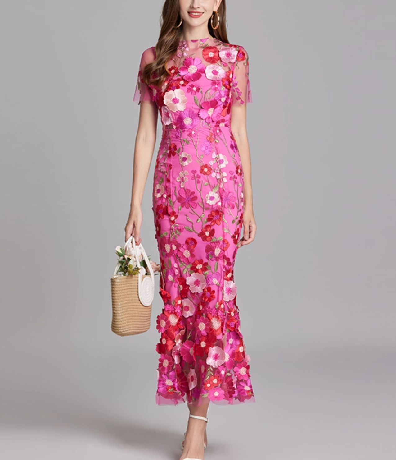 floral embroidered tulle mermaid dress – VIVIAN