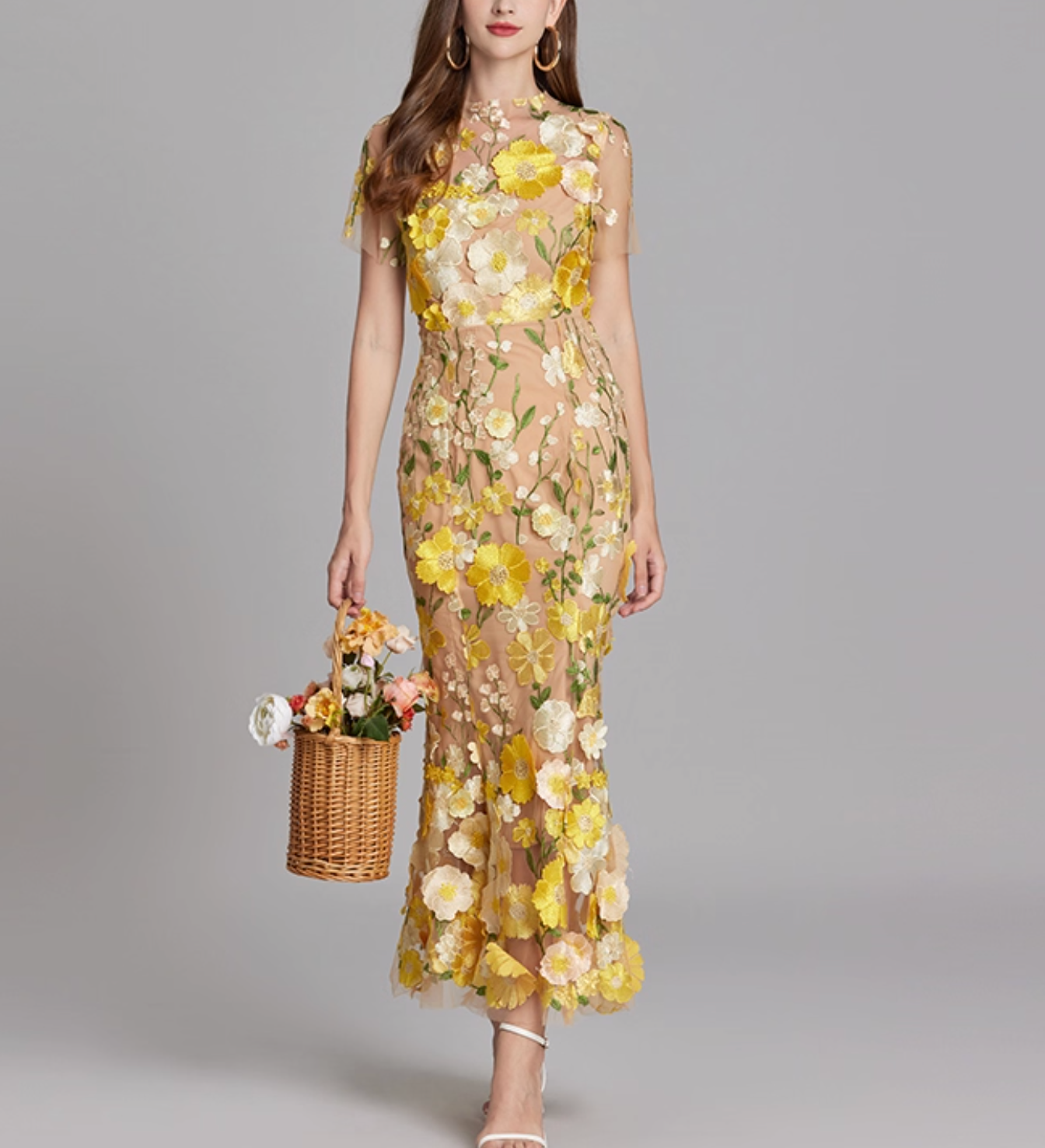 floral embroidered tulle mermaid dress – VIVIAN