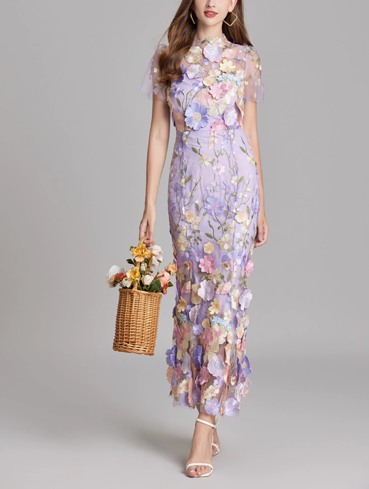 floral embroidered tulle mermaid dress – VIVIAN