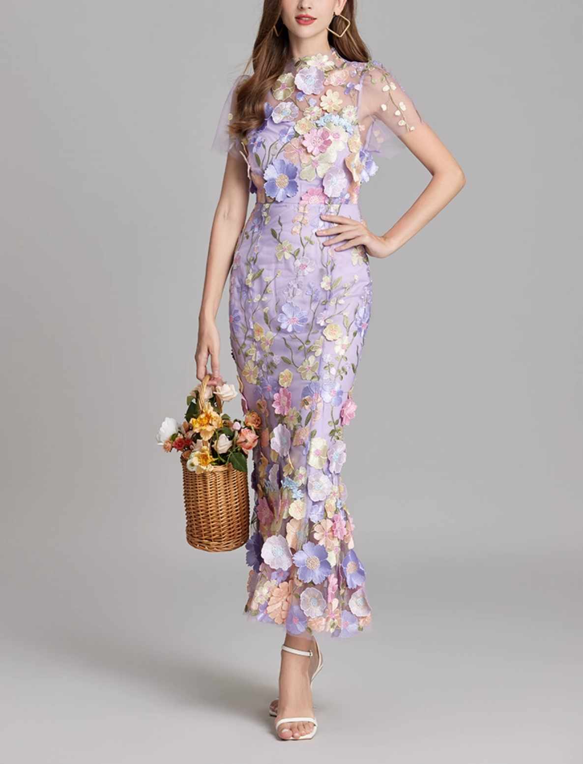 floral embroidered tulle mermaid dress – VIVIAN
