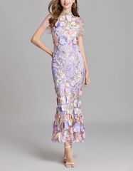 floral embroidered tulle mermaid dress – VIVIAN