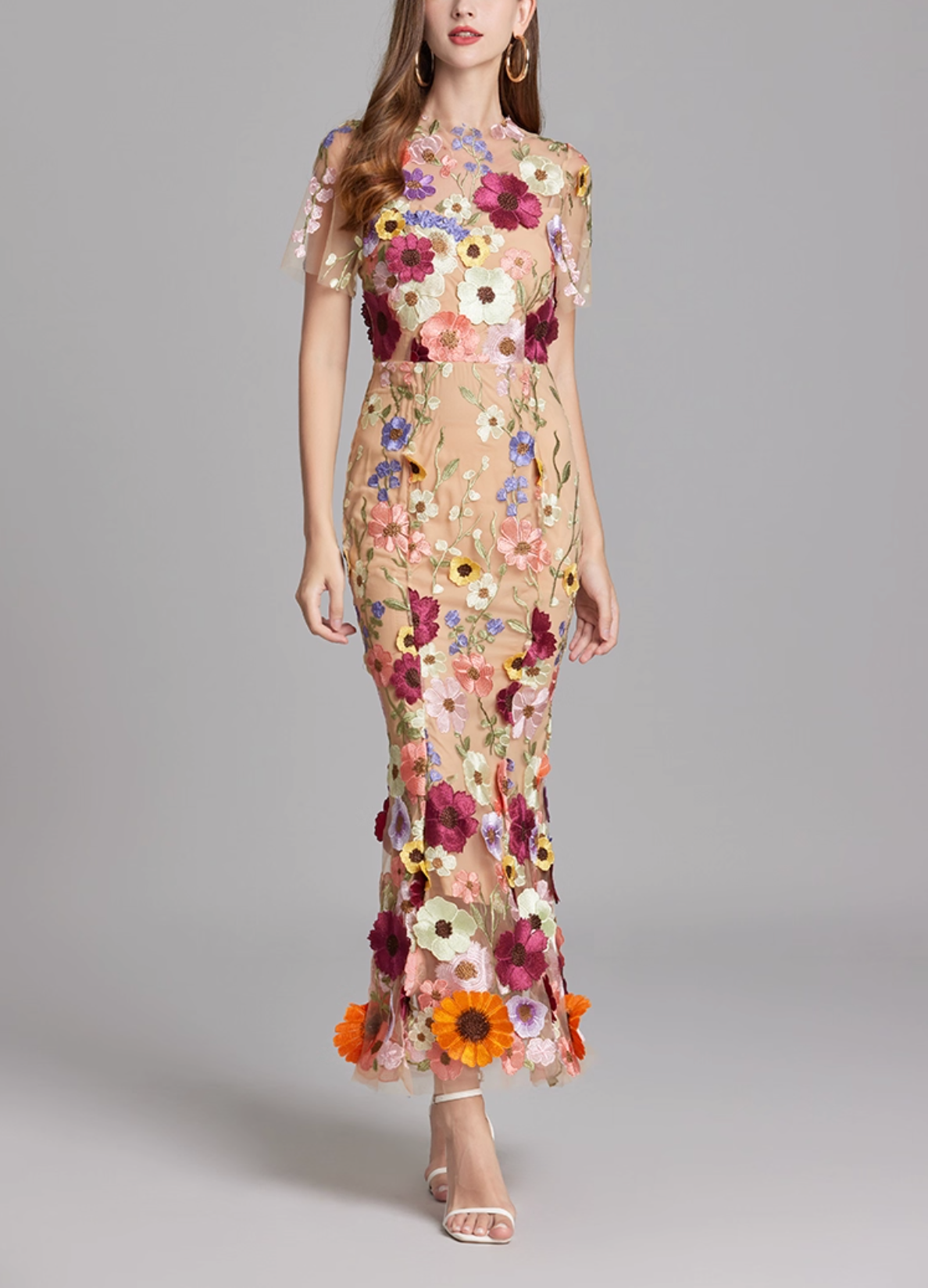 floral embroidered tulle mermaid dress – VIVIAN