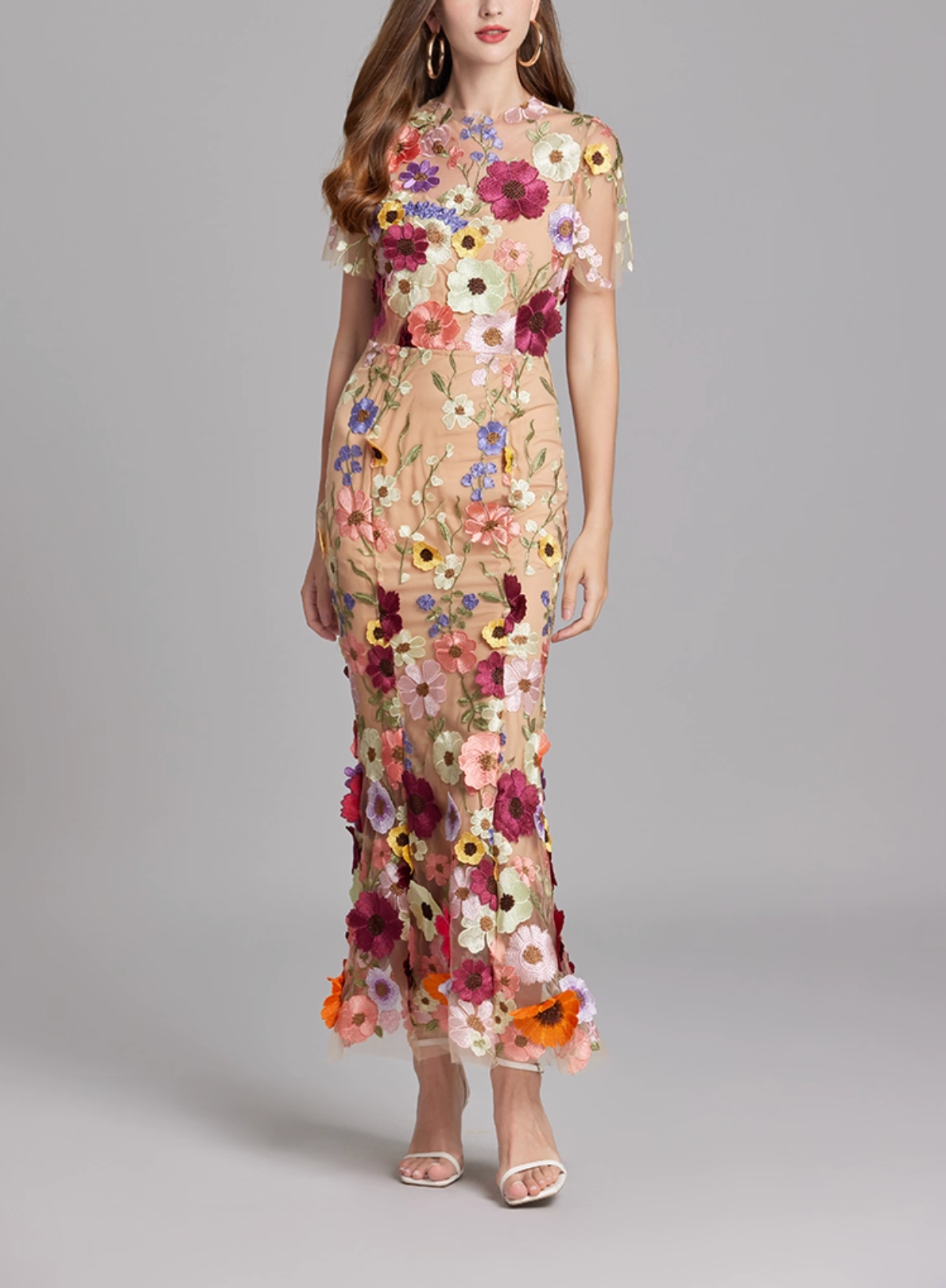 floral embroidered tulle mermaid dress – VIVIAN
