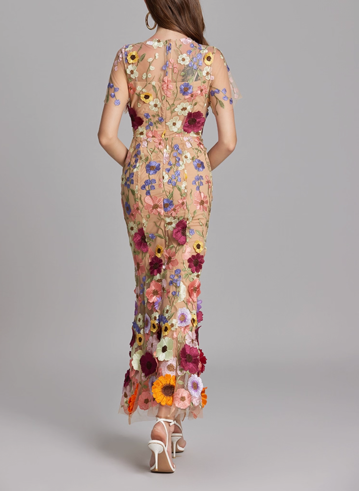 floral embroidered tulle mermaid dress – VIVIAN