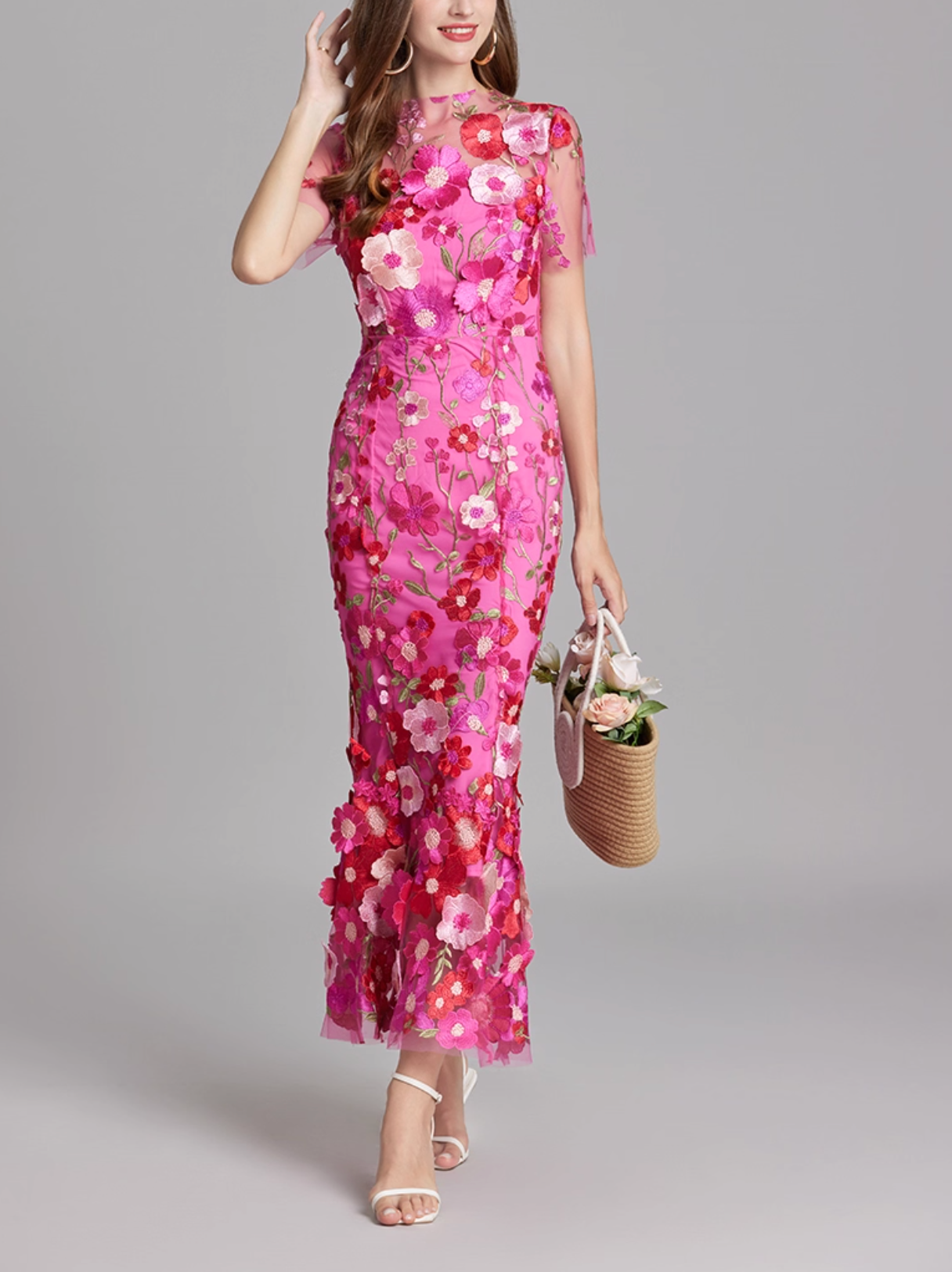 floral embroidered tulle mermaid dress – VIVIAN