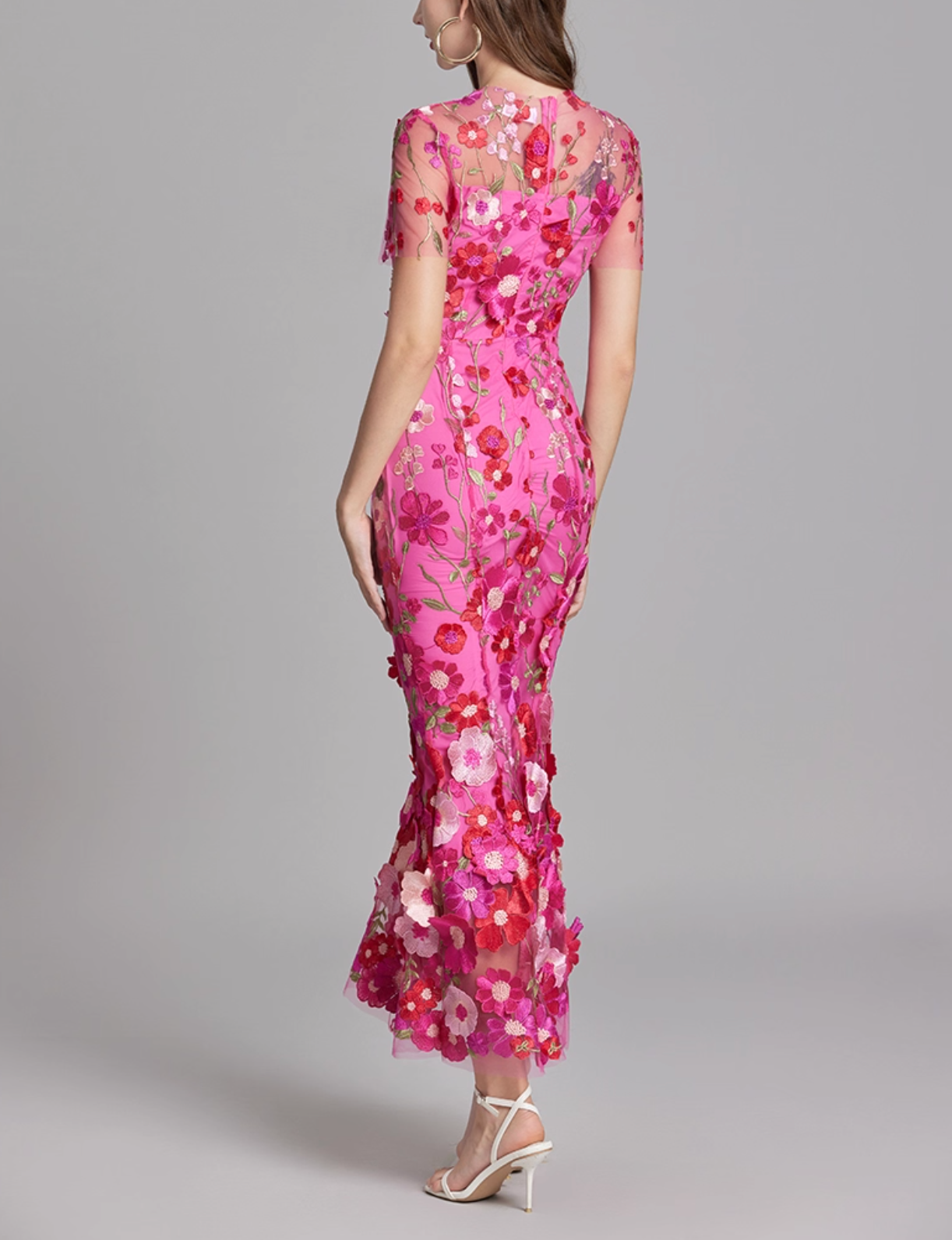 floral embroidered tulle mermaid dress – VIVIAN