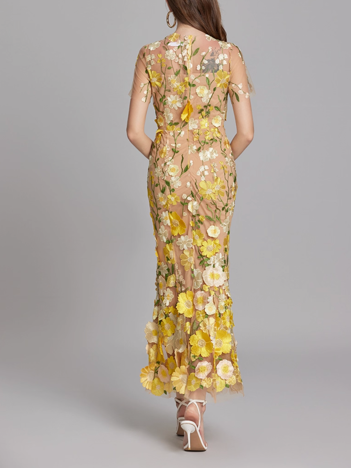 floral embroidered tulle mermaid dress – VIVIAN