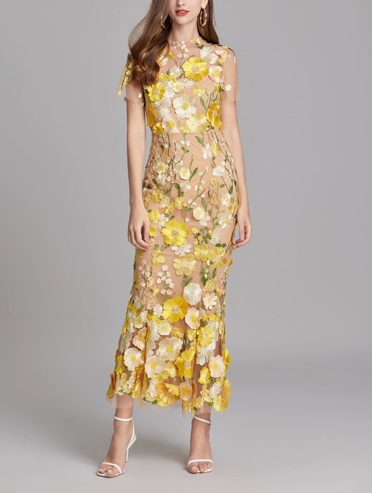 floral embroidered tulle mermaid dress – VIVIAN