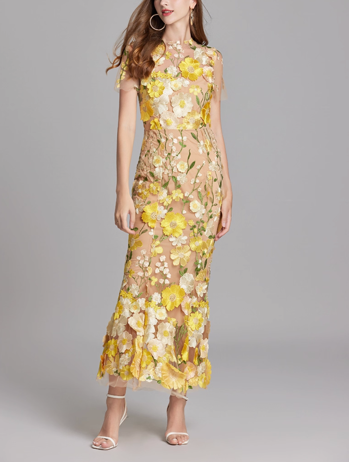 floral embroidered tulle mermaid dress – VIVIAN
