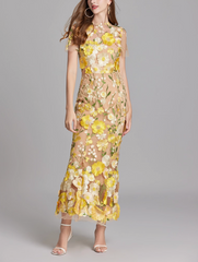 floral embroidered tulle mermaid dress – VIVIAN
