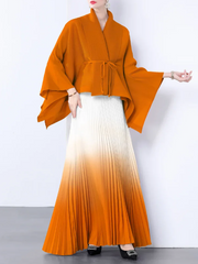 ombre pleated maxi dress with kimono wrap top - NOLIR