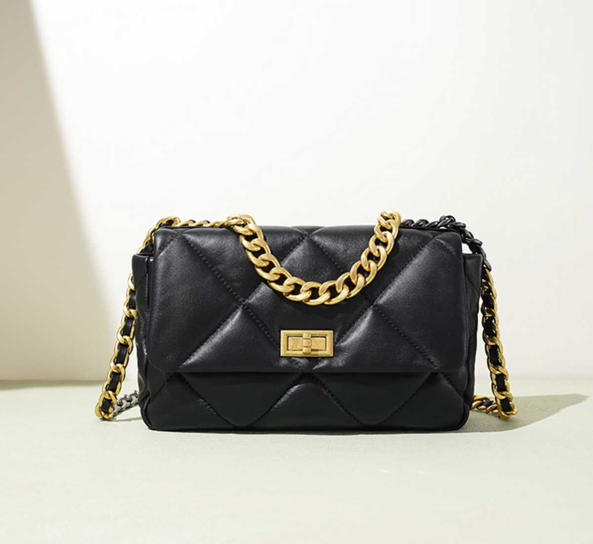 quilted leather chain shoulder bag – NOIA