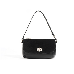 suede flap shoulder bag with twist lock – COCOA