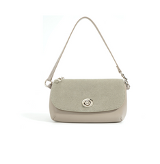 suede flap shoulder bag with twist lock – COCOA