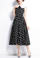 sleeveless polka dot dress with white peter pan collar – LOTTIE