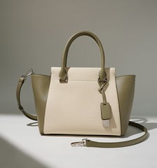 canvas tote bag with leather side panels – SIENNA